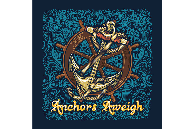 anchor-in-ropes-with-ship-wheel-retro-poster