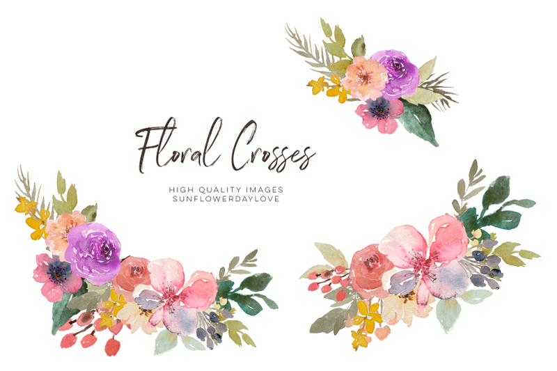 watercolor-floral-crosses-clipart-first-communion-flower-cross