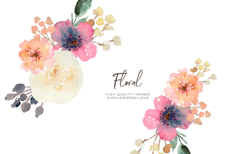wedding-clipart-pink-flowers-clipart-hand-painted-watercolour-floral