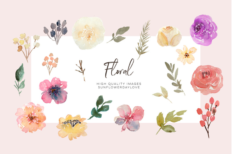 wedding-clipart-pink-flowers-clipart-hand-painted-watercolour-floral