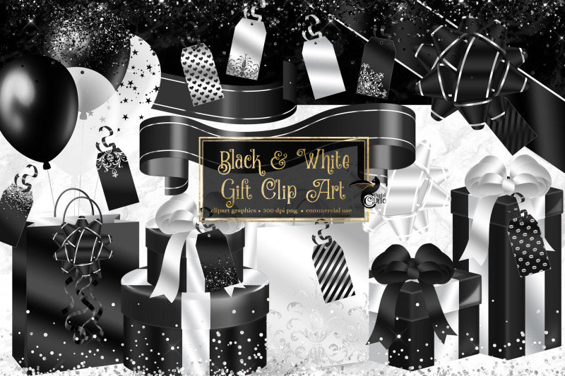 black-and-white-gift-clipart
