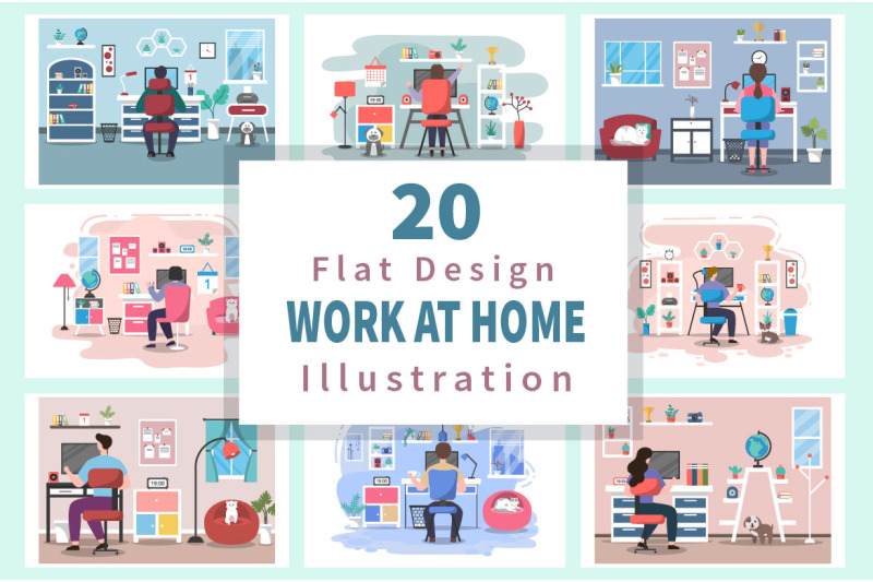 20-work-from-home-flat-design