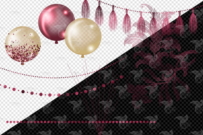burgundy-and-gold-glam-balloons-clipart