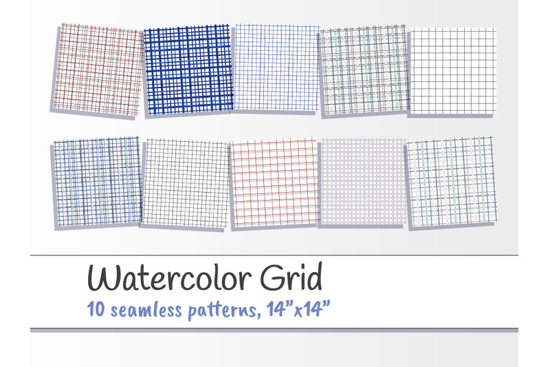 grid-watercolor-geometric-seamless-patterns