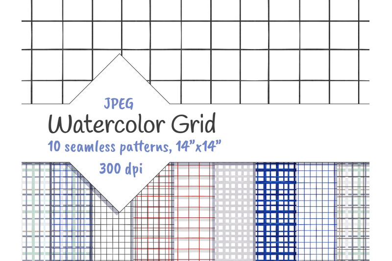 grid-watercolor-geometric-seamless-patterns