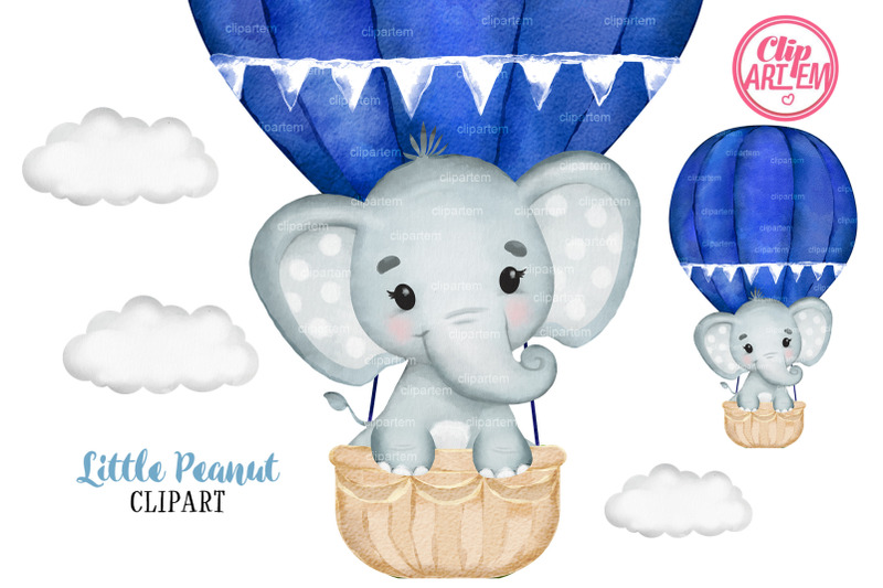 hot-air-balloon-elephant-dark-blue-navy-watercolor-adventure-clip-art