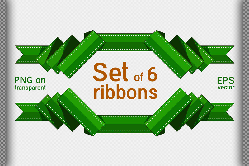 set-of-6-decorative-ribbons-flat-style-ribbon-frame