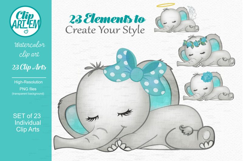 baby-girl-elephant-turquoise-gray-girl-23-png-images-for-decoration