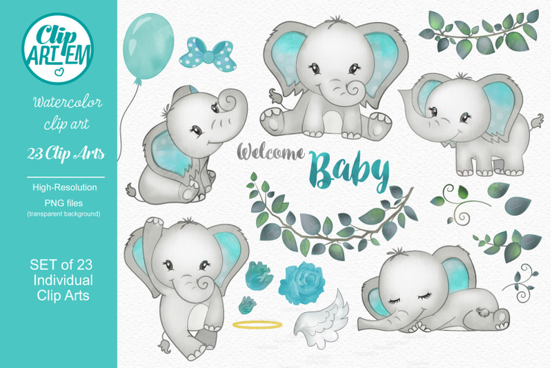 baby-girl-elephant-turquoise-gray-girl-23-png-images-for-decoration