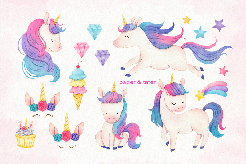 watercolor-unicorns-clipart-graphics