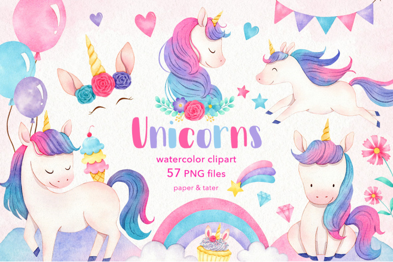 watercolor-unicorns-clipart-graphics