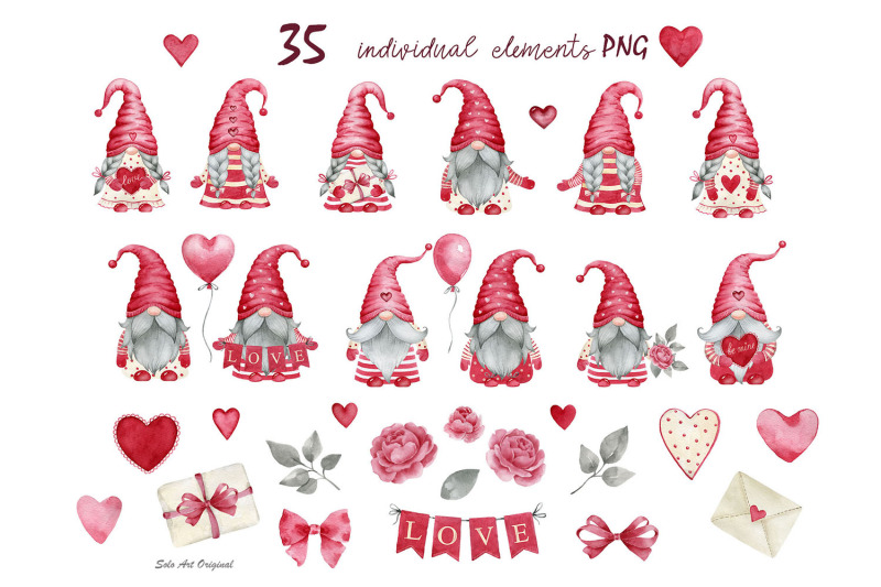 valentine-039-s-day-gnomes-girls-gnomes-boys-red-hearts-clipart-png-waterc