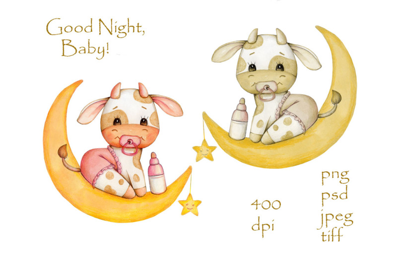 baby-bull-on-moon-watercolor-art-cute-illustration-for-children