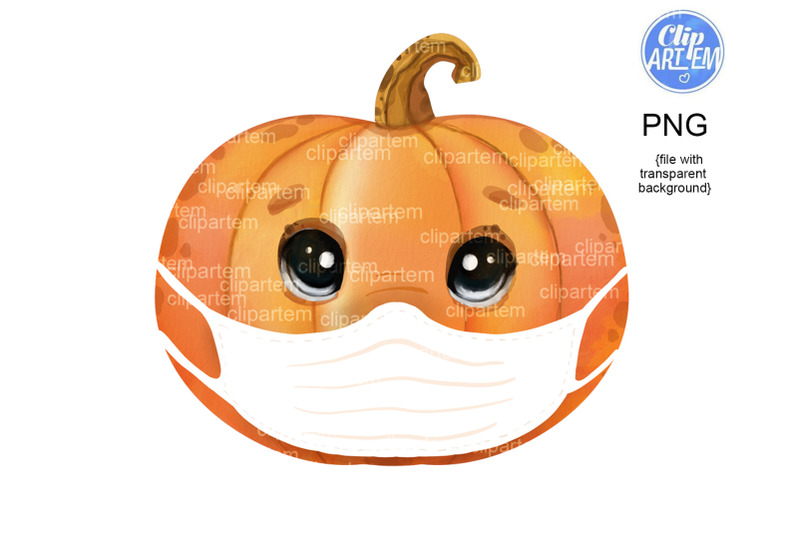 pumpkin-virus-face-mask-watercolor-clip-art-png