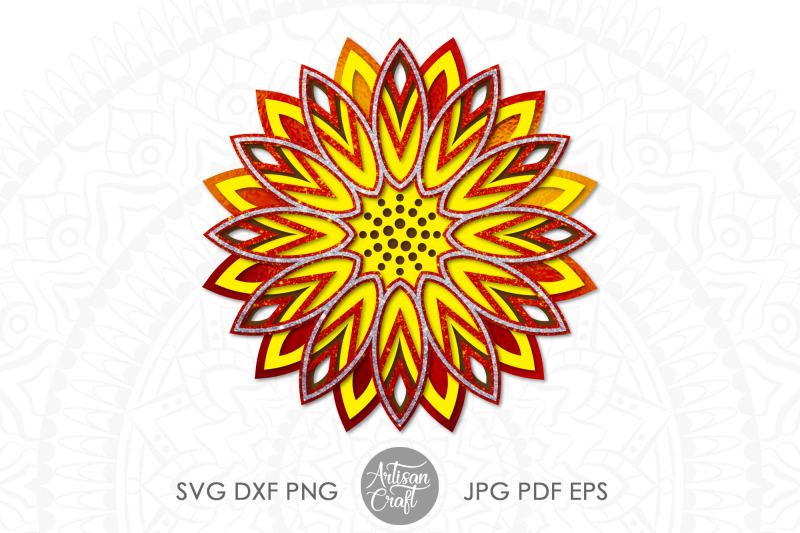 3d-sunflower-mandala-3d-mandala-svg-3d-papercraft-template