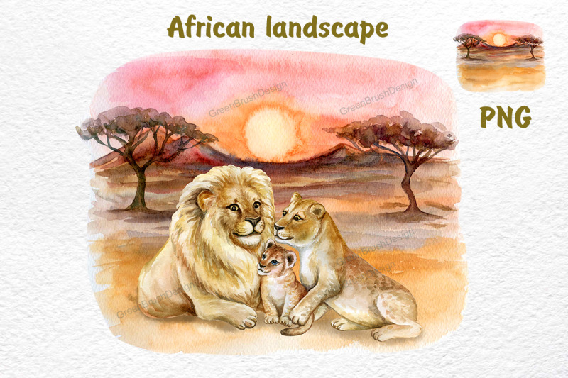 lion-family-lion-pride-lion-clipart-watercolor