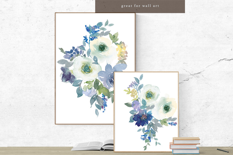 watercolor-violet-blue-floral-clipart-arrangements