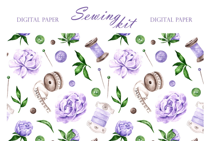 sewing-kit-watercolor-seamless-patterns-sewing-machine-threads