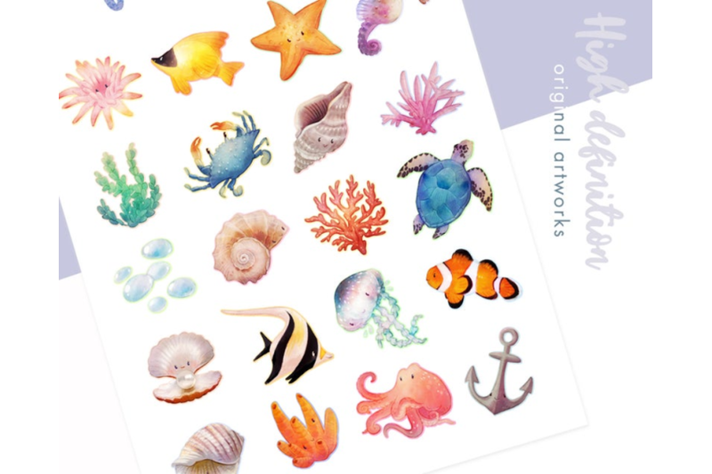 20-coral-reef-clipart-printable-stickers-set