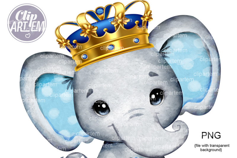 royal-elephant-png-set-crown-prince-sublimation-images-clip-art