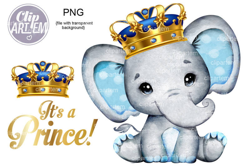 royal-elephant-png-set-crown-prince-sublimation-images-clip-art