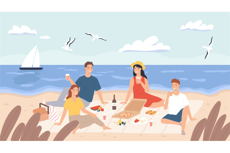 picnic-at-beach-group-of-friends-chill-and-eat-food-on-sea-shore-hap