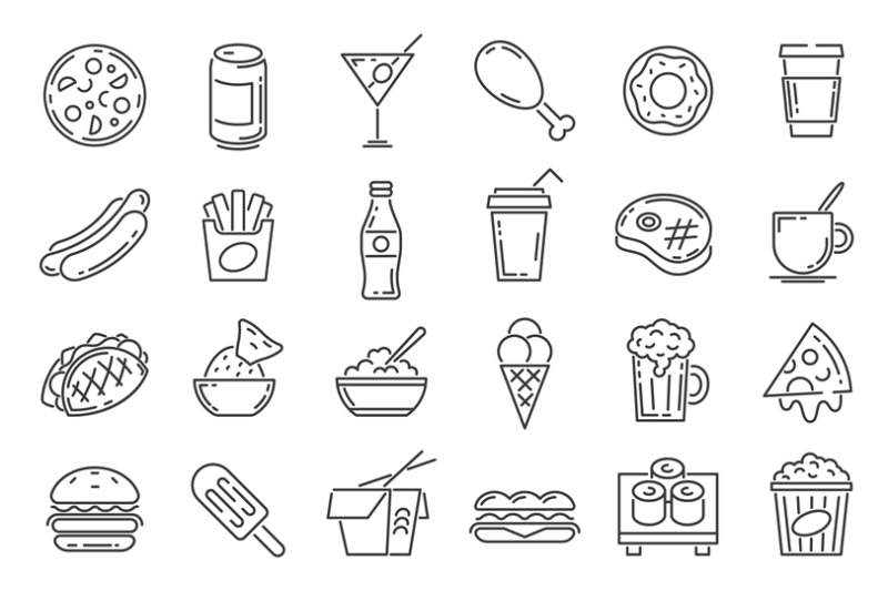 fast-food-line-icons-cafeteria-snack-sandwich-drink-pizza-hamburg