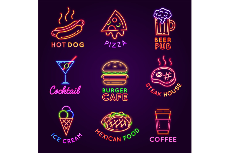 cafe-neon-signs-food-and-drink-glowing-light-billboards-burger-and-p