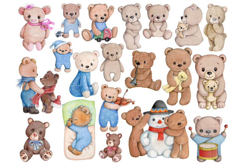 big-set-of-20-teddy-bears-watercolor-illustrations