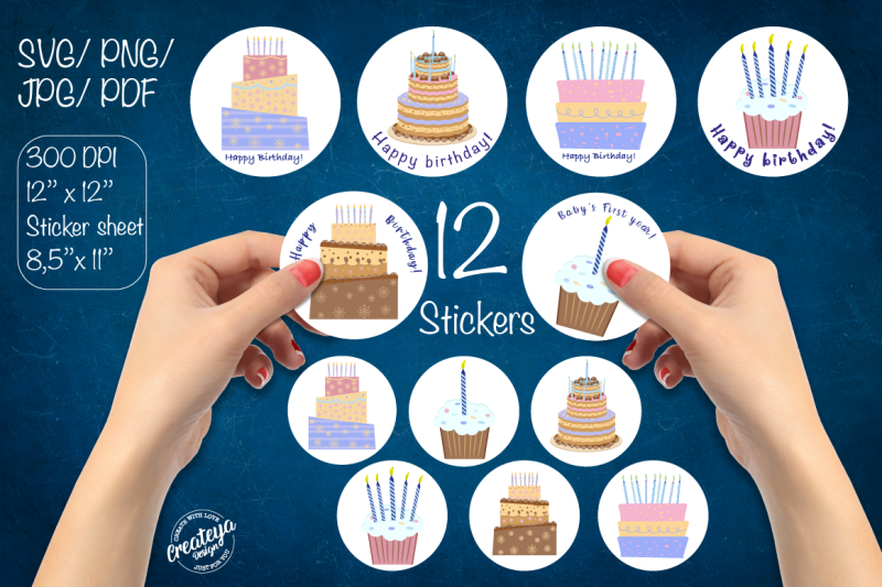 birthday-stickers-round-stickers-sticker-pack-sticker-svg