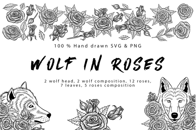 wolf-in-roses-set-100-hand-drawn