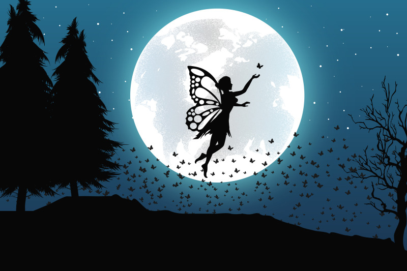 cute-fairy-and-moon-silhouette