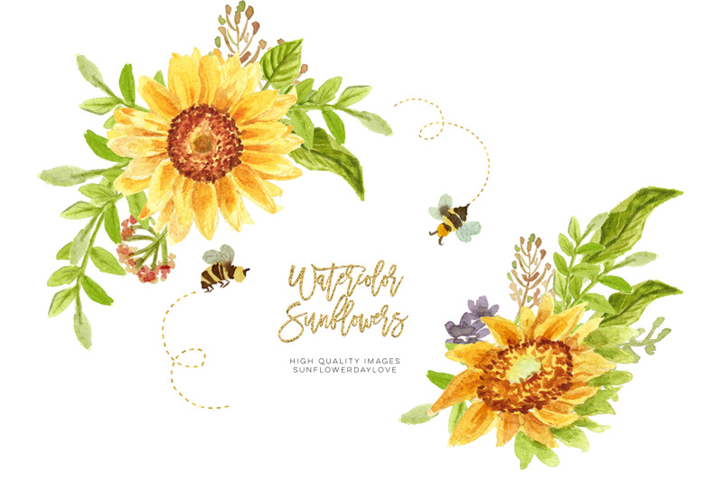 sunflower-greenery-and-bee-clipart-sunflower-and-bee-clipart