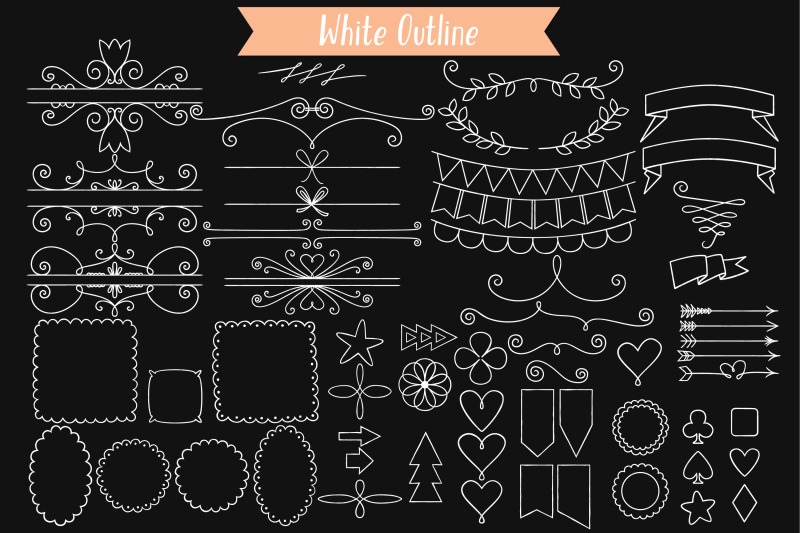 decorative-elements-white-hand-drawn-frame-divider-arrow-heart