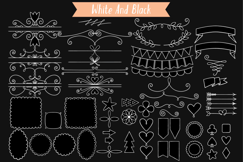 decorative-elements-white-hand-drawn-frame-divider-arrow-heart