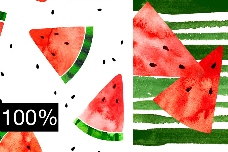 digital-paper-watercolor-watermelon-slices-summer-pattern