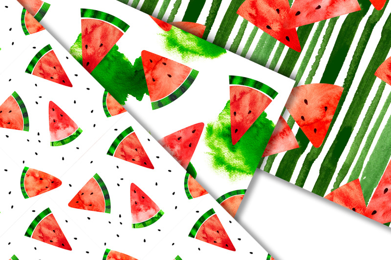 digital-paper-watercolor-watermelon-slices-summer-pattern