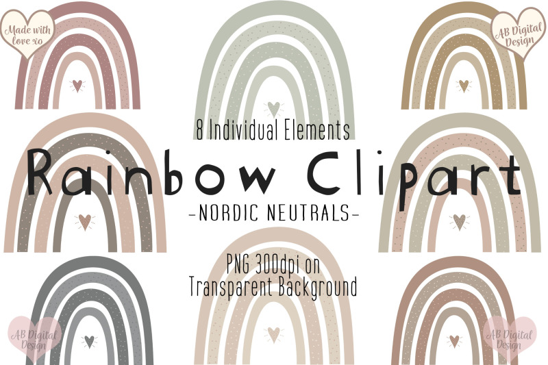 neutral-rainbows-clipart-natural-earth-tones-baby-nursery