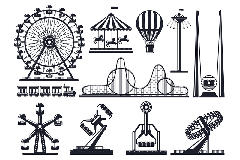 amusement-park-silhouette-attractions-festive-park-carousel-and-ferri