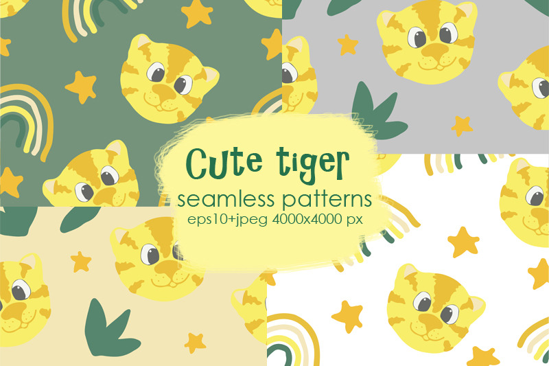 cute-tiger-seamless-patterns-set