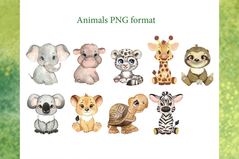 cute-kids-animals-watercolor-clipart-african-animals-jungle-animals