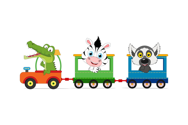 cute-animal-cartoon-with-train