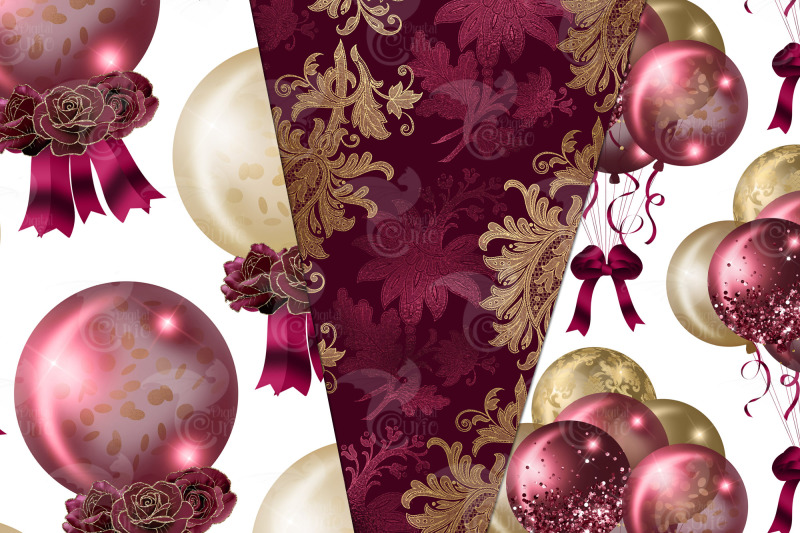 burgundy-and-gold-glam-balloons-digital-paper