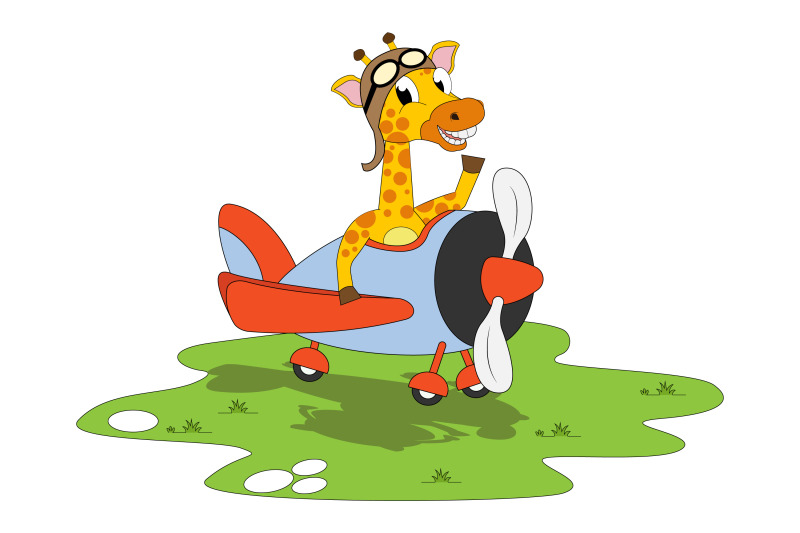 cute-giraffe-cartoon-with-airplane