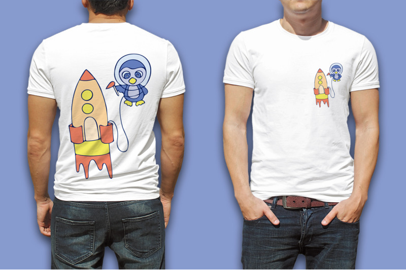 sublimation-t-shirt-penguin-in-space-png