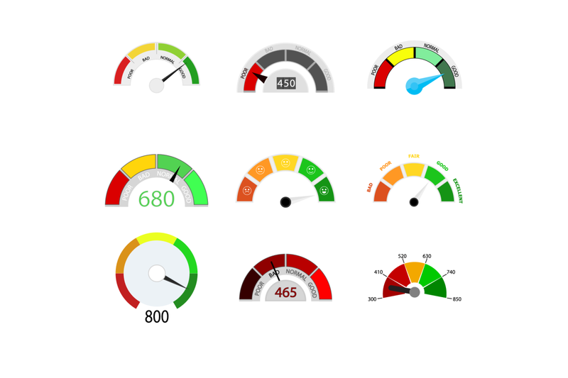 credit-rate-indicator-collection-vector-rating-finance-measure-dashb