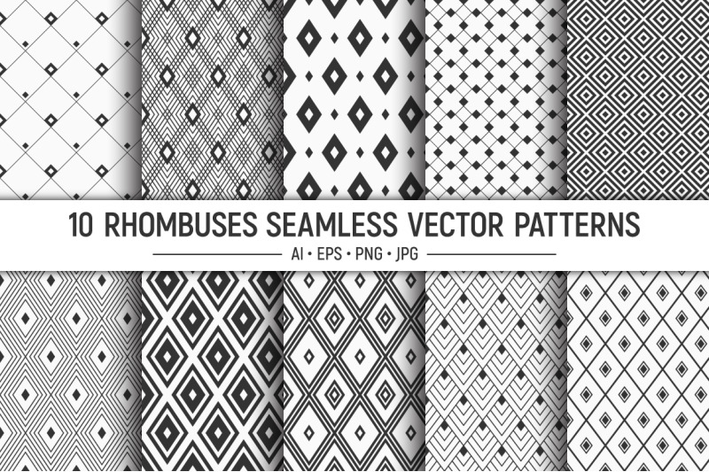 10-seamless-rhombuses-geometric-vector-patterns