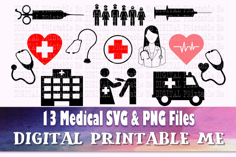 Nurse SVG Bundle, PNG files, medical doctor, health silhouette, graphi
for Cutting Machines
