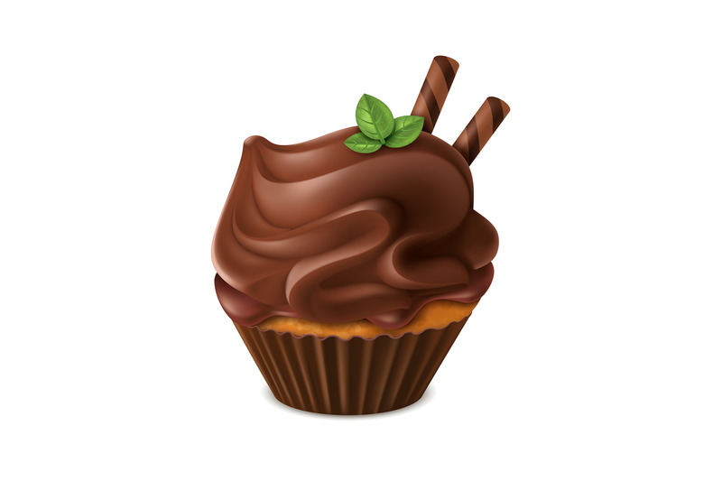 realistic-chocolate-cupcake-cute-sweet-homemade-dessert-cocoa-muffin