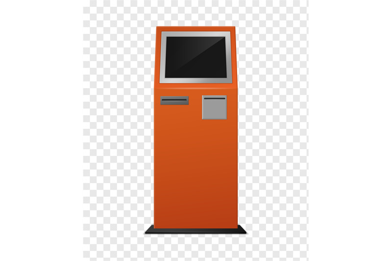 payment-terminal-realistic-atm-orange-colored-kiosk-front-view-autom